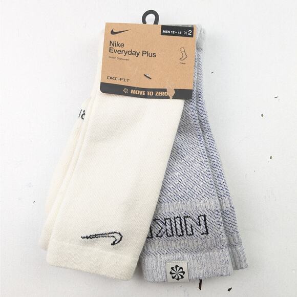 Nike Everyday Plus Undyed Cushioned Crew Socks 2pk - Men 12-15 - Picture 1 of 7